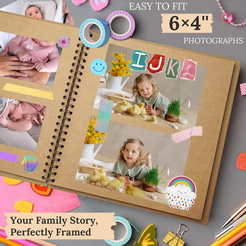 Hiwhy Scrapbook 10x10 Inch DIY Scrapbook Album Hardcover Kraft Paper Scrap Book Photo Albums 100 Pages Perfect for 4x6 / 5x7 Photos Memory Book for Family, Wedding - Image 5